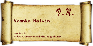 Vranka Malvin névjegykártya
